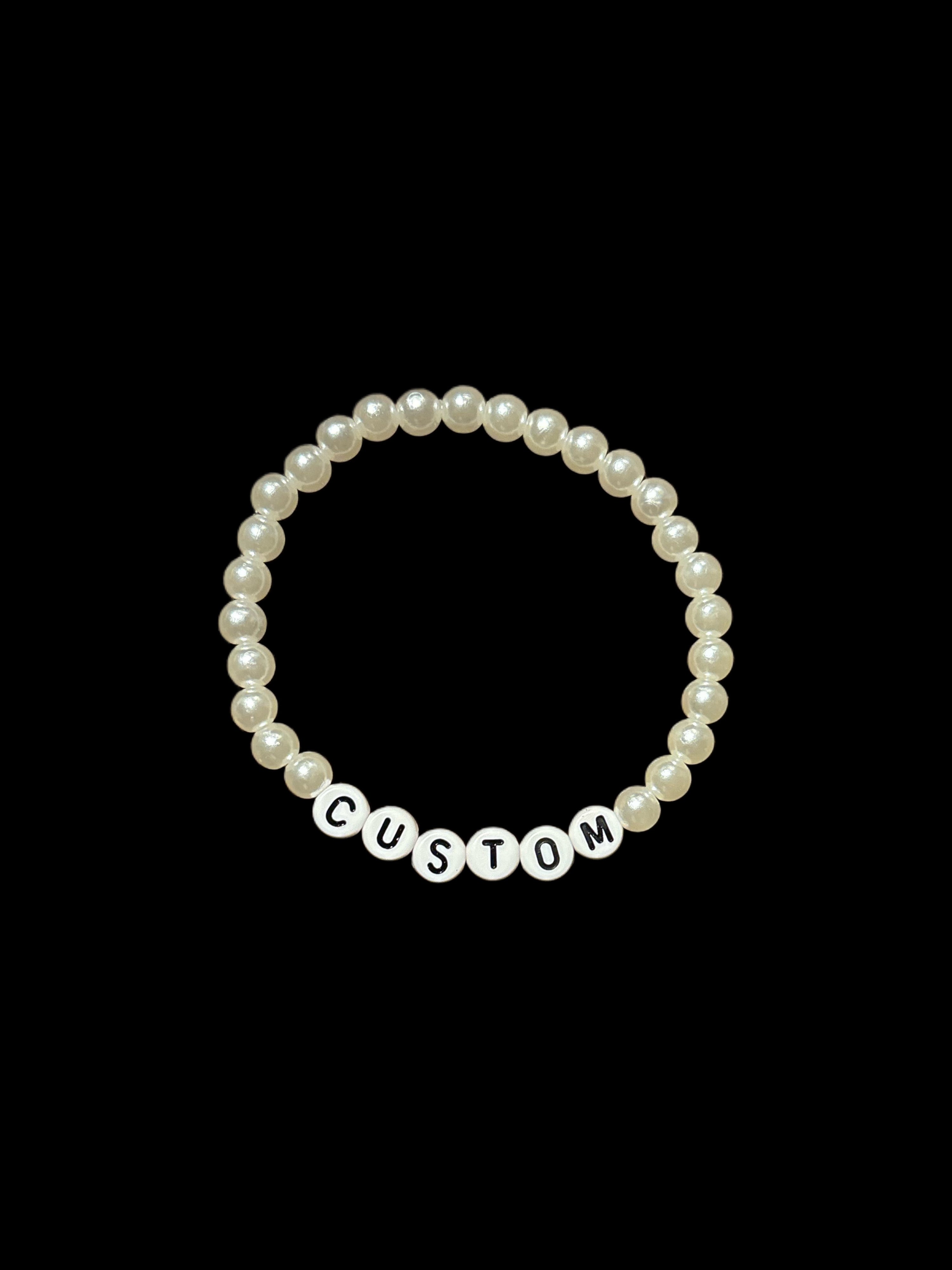 Custom Word Bracelet - Faux Pearl