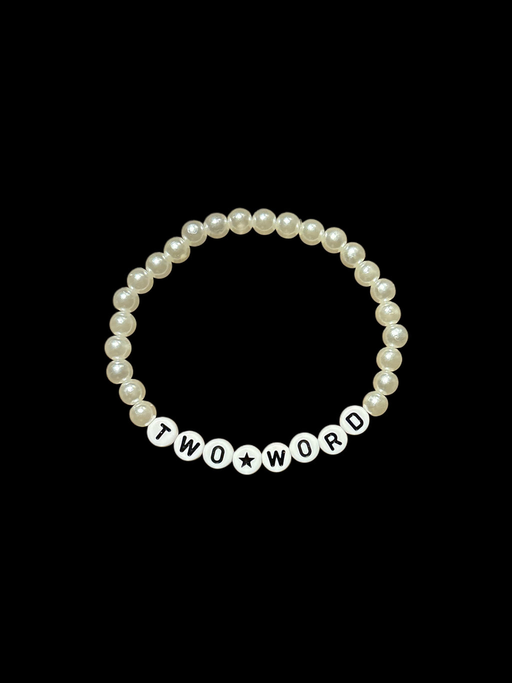 Custom Word Bracelet w/ Stars - Faux Pearl Bracelet