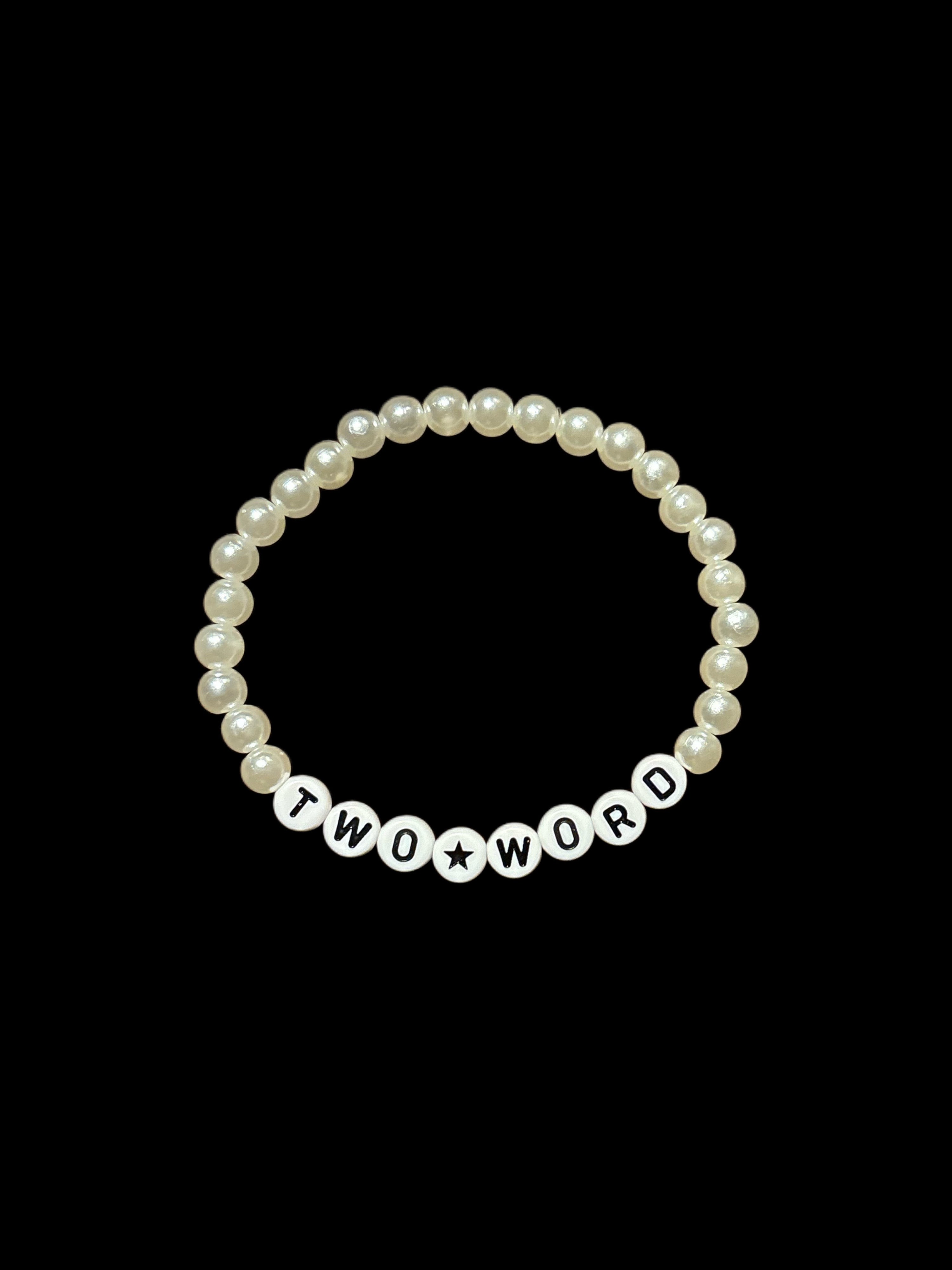 Custom Word Bracelet w/ Stars - Faux Pearl Bracelet